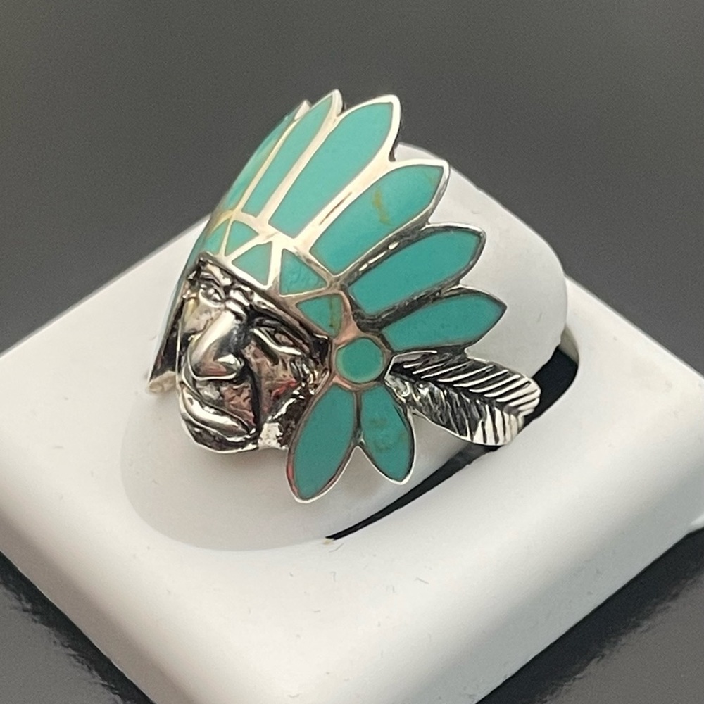 Size 9 Chief Ring Solid 925 Silver - image 2